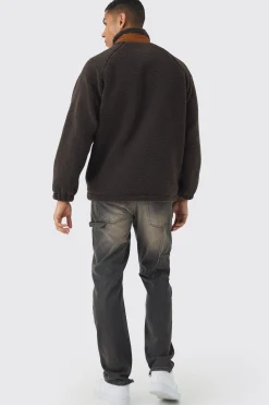 boohooMAN Colour Block Borg And Nylon Jacket In | UK| Coats & Jackets