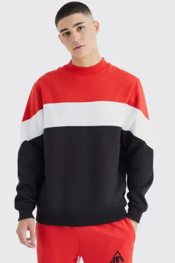 boohooMAN Colour Block Extended Neck Sweatshirt | UK| Hoodies & Sweatshirts