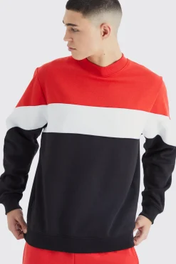 boohooMAN Colour Block Extended Neck Sweatshirt | UK| Hoodies & Sweatshirts