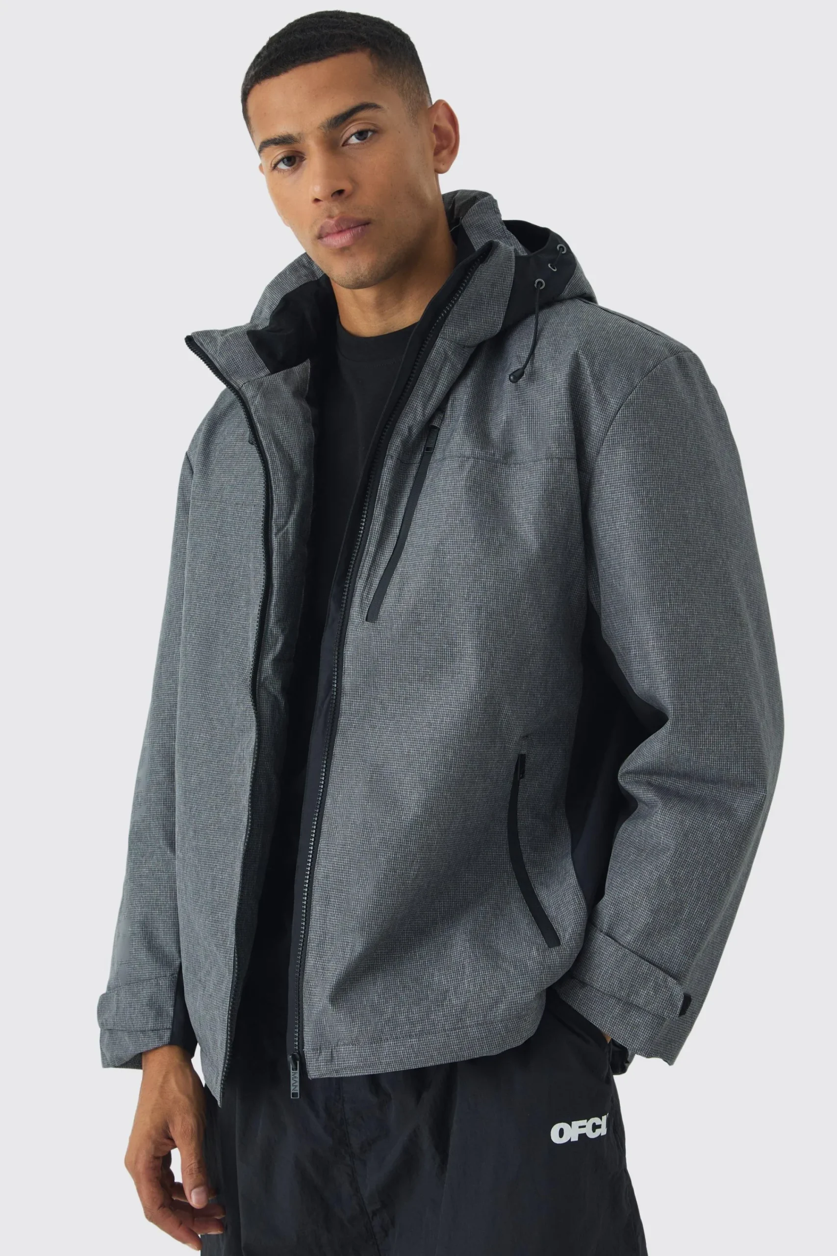 boohooMAN Colour Block Hooded Technical Hiker Jacket In | UK| Coats & Jackets