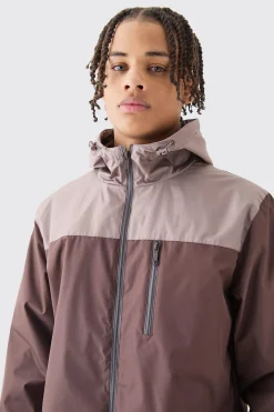 boohooMAN Colour Block Hooded Zip Through Cagoule | UK| Coats & Jackets