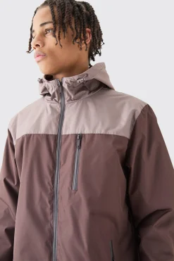 boohooMAN Colour Block Hooded Zip Through Cagoule | UK| Coats & Jackets
