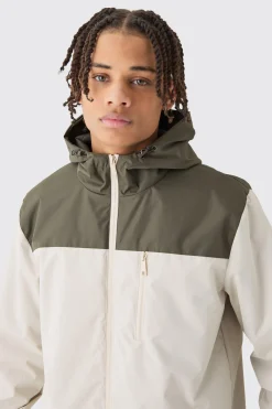 boohooMAN Colour Block Hooded Zip Through Cagoule | UK| Coats & Jackets