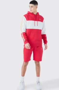 boohooMAN Colour Block Man Tape Short Tracksuit | UK| Tracksuits
