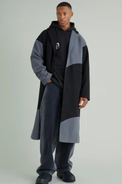 boohooMAN Colour Block Melton Overcoat | UK| Coats & Jackets