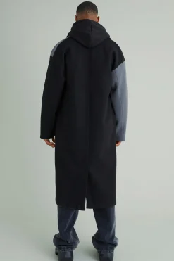 boohooMAN Colour Block Melton Overcoat | UK| Coats & Jackets