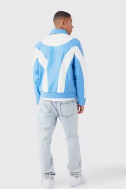 boohooMAN Colour Block Moto Pu Jacket | UK| Coats & Jackets