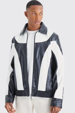 boohooMAN Colour Block Moto Pu Jacket | UK| Coats & Jackets