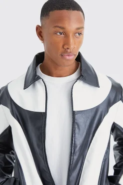 boohooMAN Colour Block Moto Pu Jacket | UK| Coats & Jackets