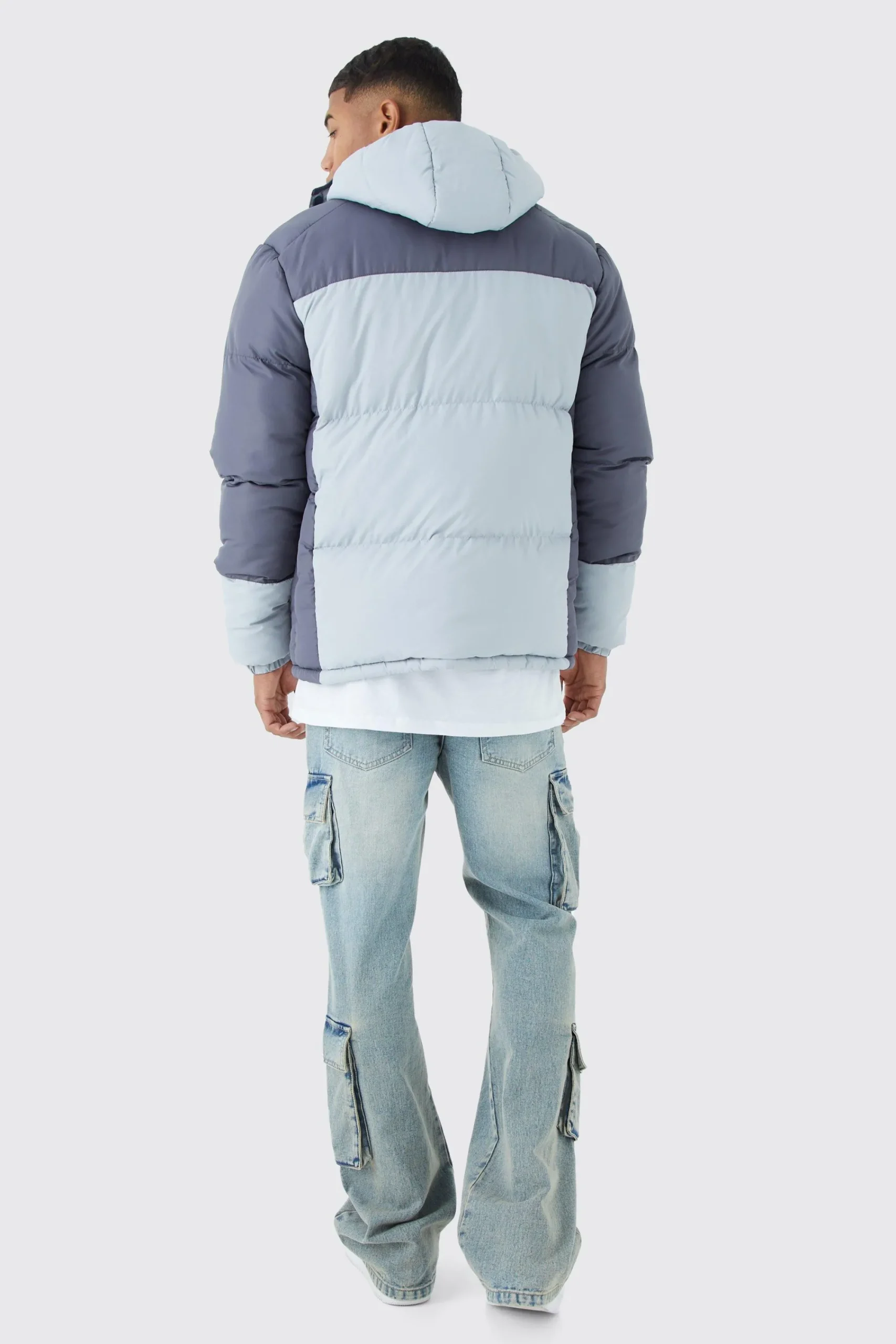 boohooMAN Colour Block Quilted Puffer With Hood | UK| Coats & Jackets
