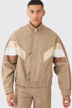 boohooMAN Colour Block Relaxed Fit Tailored Track Jacket | UK| Suits & Tailoring|Coats & Jackets