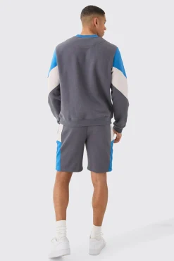 boohooMAN Colour Block Sweatshirt Short Tracksuit | UK| Tracksuits