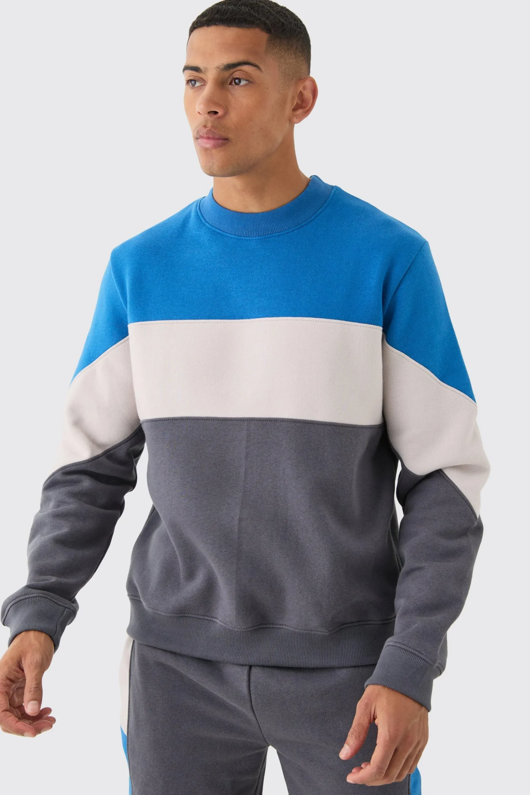boohooMAN Colour Block Sweatshirt Short Tracksuit | UK| Tracksuits