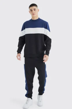 boohooMAN Colour Block Sweatshirt Tracksuit | UK| Tracksuits