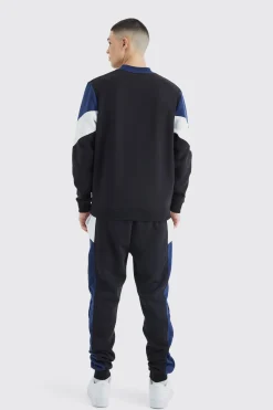boohooMAN Colour Block Sweatshirt Tracksuit | UK| Tracksuits