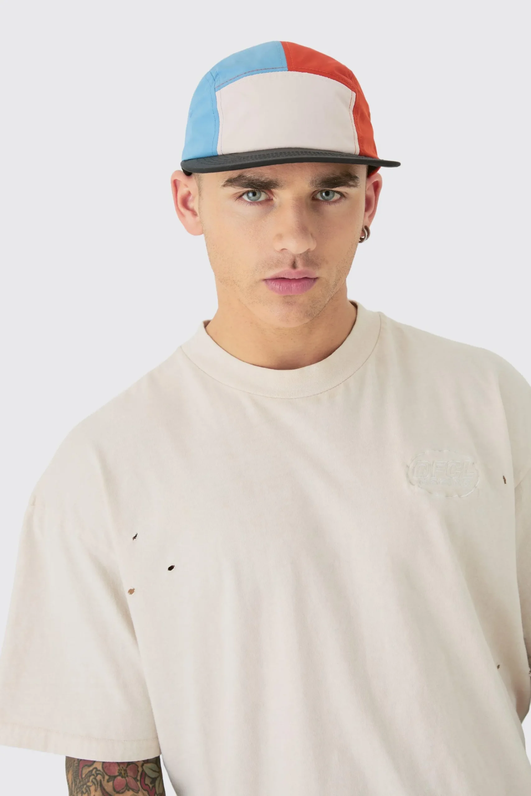 boohooMAN Colour Block Woven Camper Hat In | UK| Hats & Caps