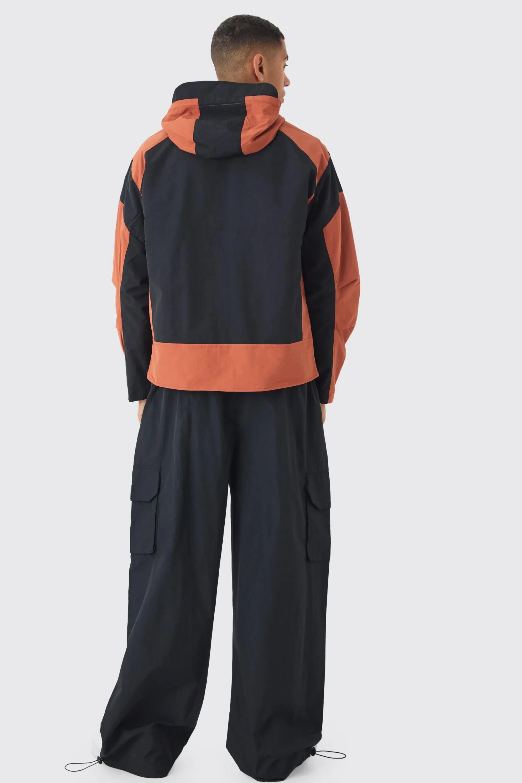 boohooMAN Colourblock Hooded Tech Windbreaker In | UK| Coats & Jackets