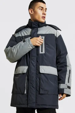 boohooMAN Colourblock Parka With Hood | UK| Coats & Jackets
