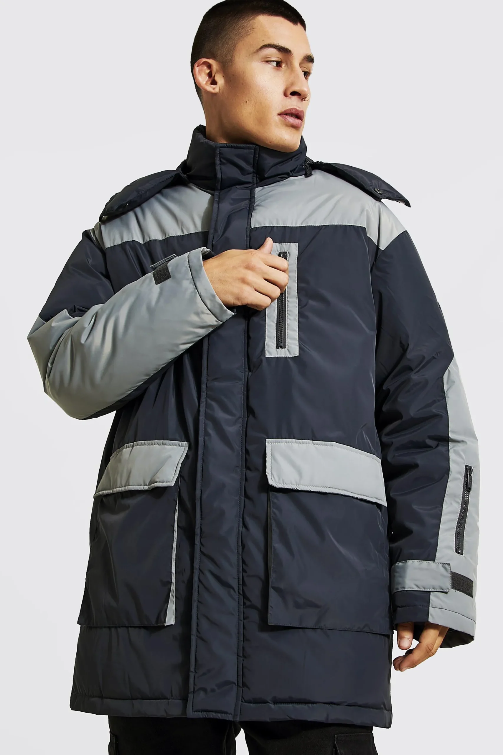 boohooMAN Colourblock Parka With Hood | UK| Coats & Jackets