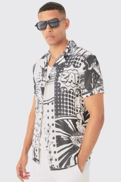 boohooMAN Comic Viscose Regular Fit Shirt | UK| Shirts
