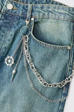 boohooMAN Compass Layered Jean Chain In | UK| Jewellery & Watches