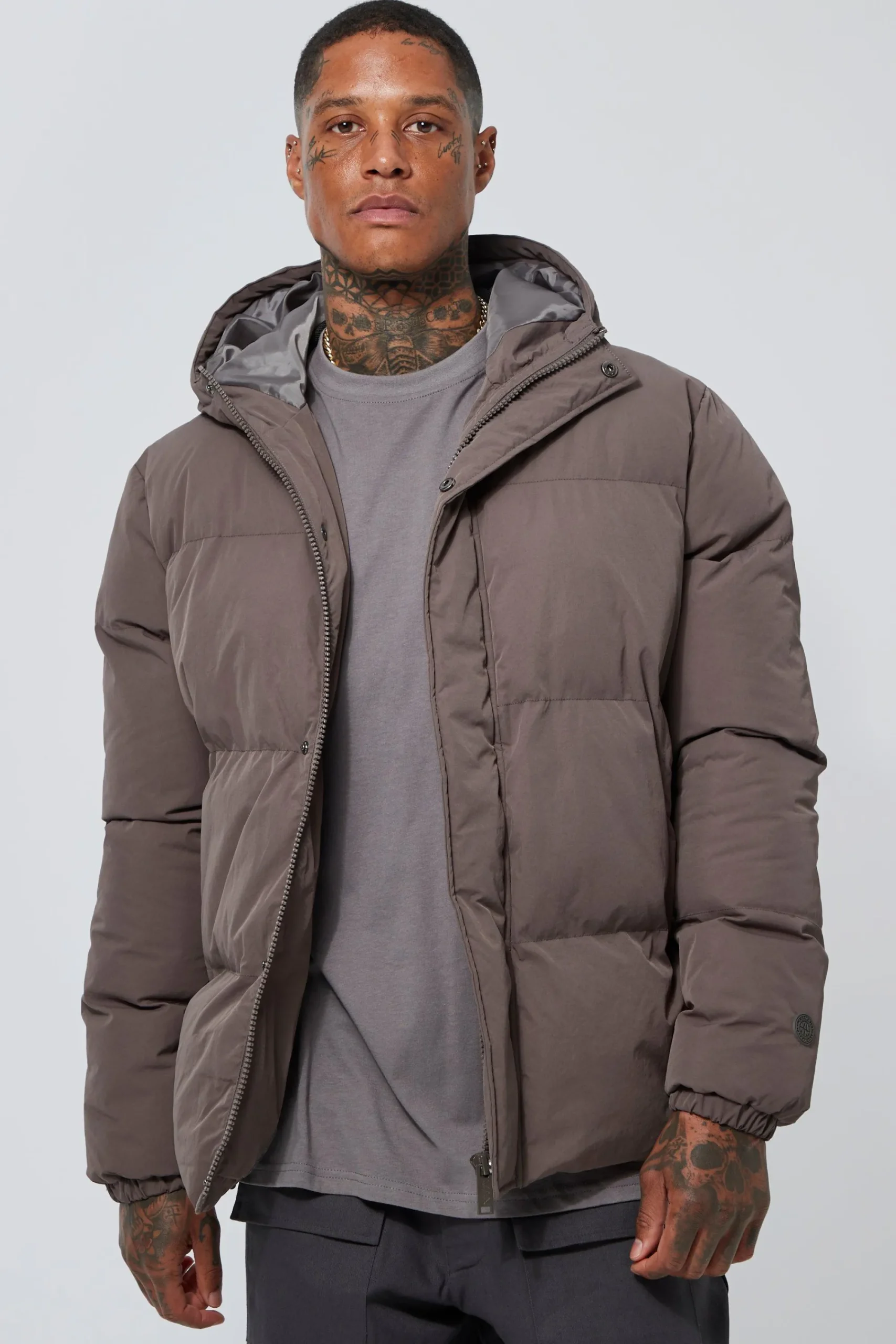 boohooMAN Concealed Placket Hooded Puffer | UK| Coats & Jackets