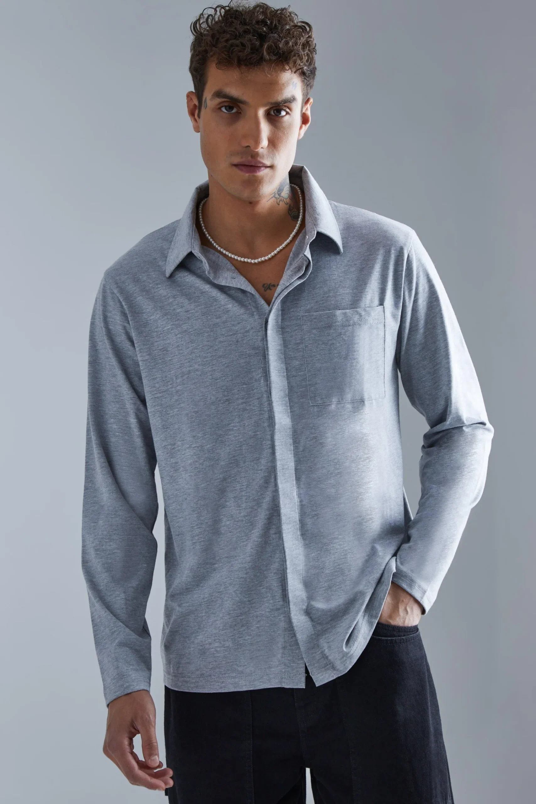 boohooMAN Concealed Placket Jersey Overshirt | UK| Shirts