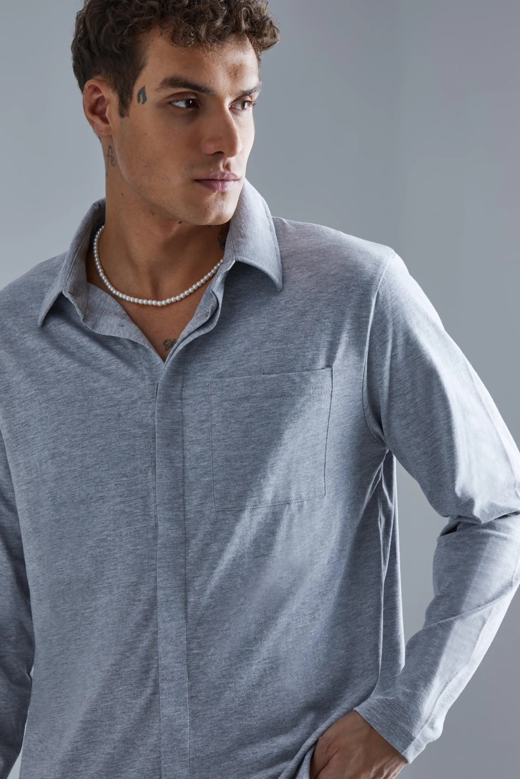 boohooMAN Concealed Placket Jersey Overshirt | UK| Shirts