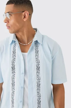 boohooMAN Concealed Placket Linen Boarder Shirt | UK| Shirts|Sets & Co-Ords