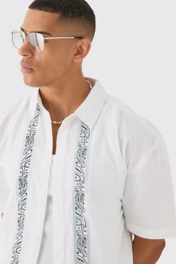 boohooMAN Concealed Placket Linen Boarder Shirt | UK| Shirts|Sets & Co-Ords