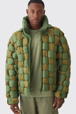 boohooMAN Contrast Hand Weft Padded Puffer | UK| Coats & Jackets