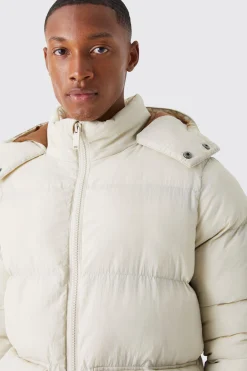 boohooMAN Contrast Hood Mid Length Puffer | UK| Coats & Jackets