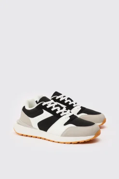 boohooMAN Contrast Panel Chunky Sole Trainer In | UK| Trainers & Hi-Tops