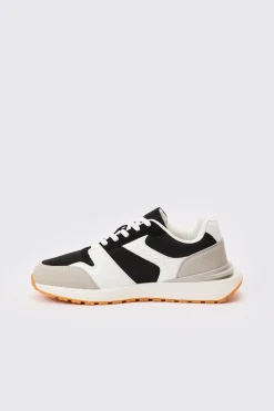 boohooMAN Contrast Panel Chunky Sole Trainer In | UK| Trainers & Hi-Tops