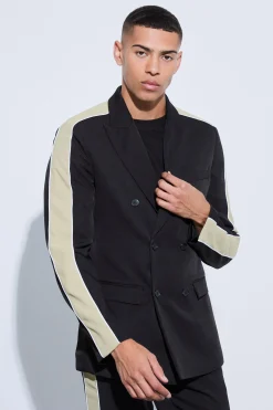 boohooMAN Contrast Panel Double Breasted Relaxed Fit Blazer | UK| Suits & Tailoring