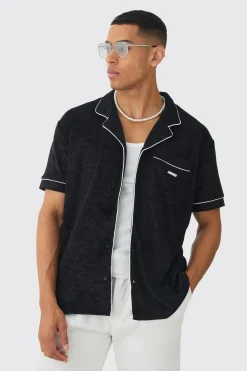 boohooMAN Contrast Piping Towelling Shirt | UK| Shirts