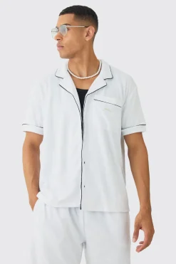 boohooMAN Contrast Piping Towelling Shirt | UK| Shirts