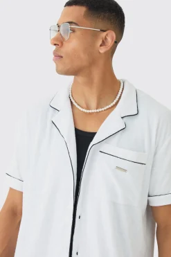 boohooMAN Contrast Piping Towelling Shirt | UK| Shirts