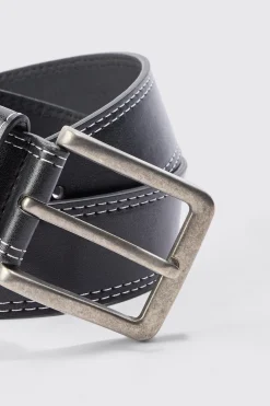 boohooMAN Contrast Stitch Belt | UK| Belts
