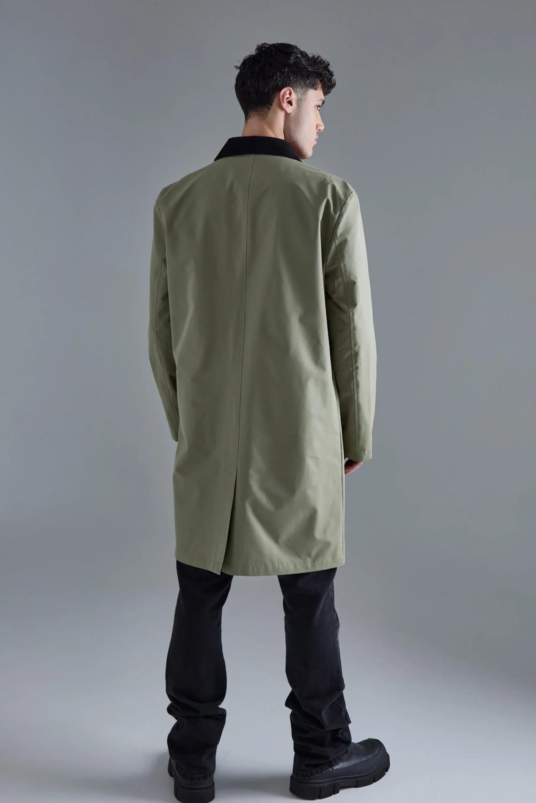 boohooMAN Cord Collar Button Through Mac | UK| Coats & Jackets