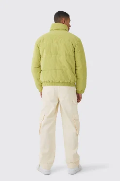 boohooMAN Cord Funnel Neck Puffer Coat In | UK| Coats & Jackets