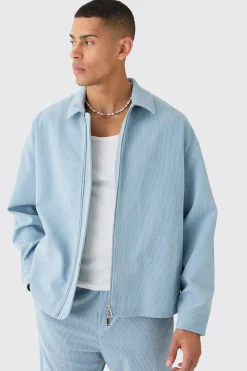 boohooMAN Corduroy Boxy Fit Zip Up Harrington Jacket | UK| Suits & Tailoring