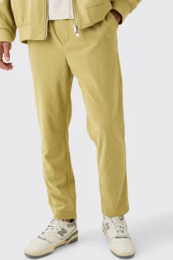 boohooMAN Corduroy Elasticated Waist Tapered Trousers | UK| Suits & Tailoring|Trousers