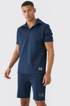 boohooMAN Core Revere Scuba Polo & Short Set | UK| Sets & Co-Ords|Tracksuits