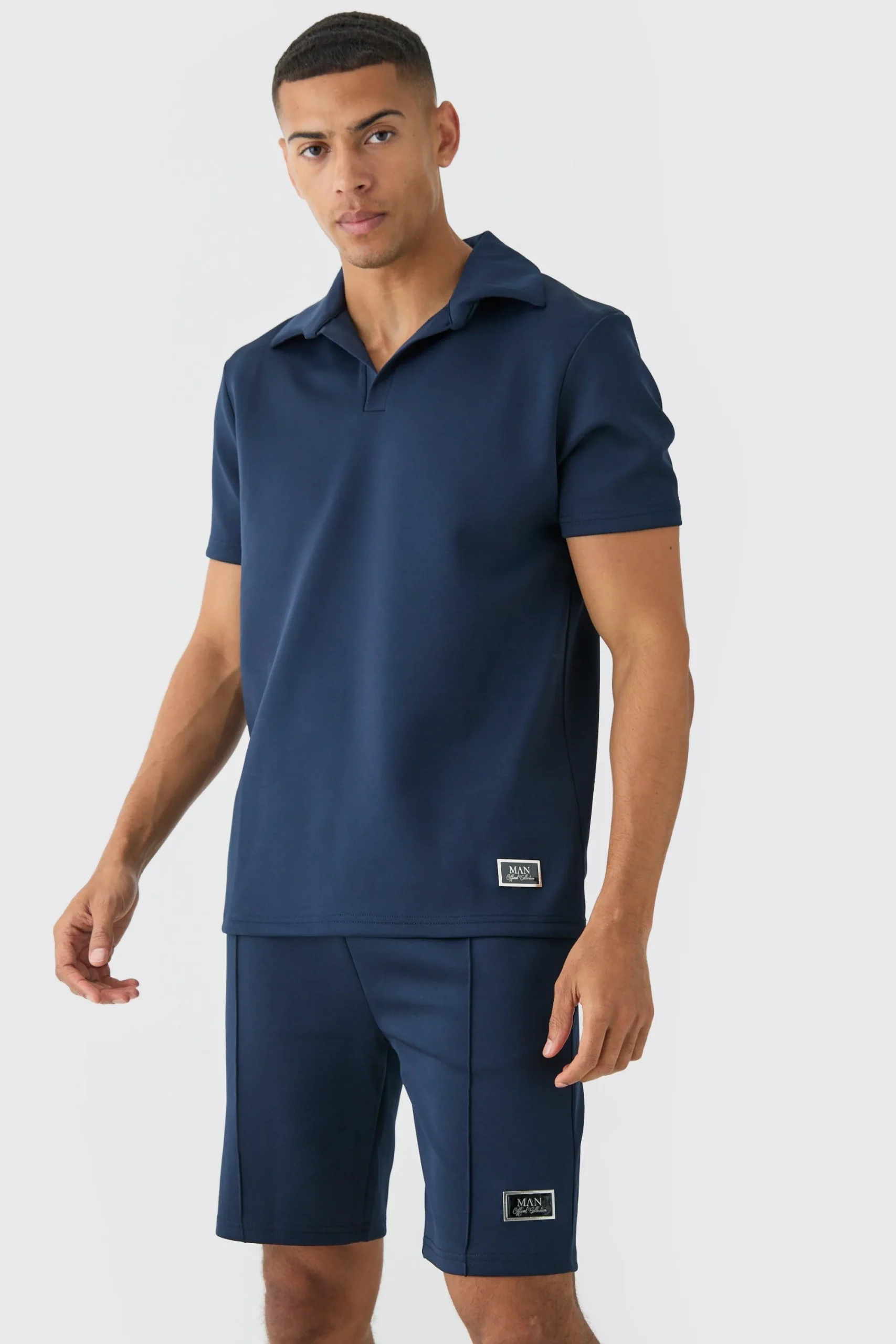 boohooMAN Core Revere Scuba Polo & Short Set | UK| Sets & Co-Ords|Tracksuits