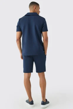 boohooMAN Core Revere Scuba Polo & Short Set | UK| Sets & Co-Ords|Tracksuits
