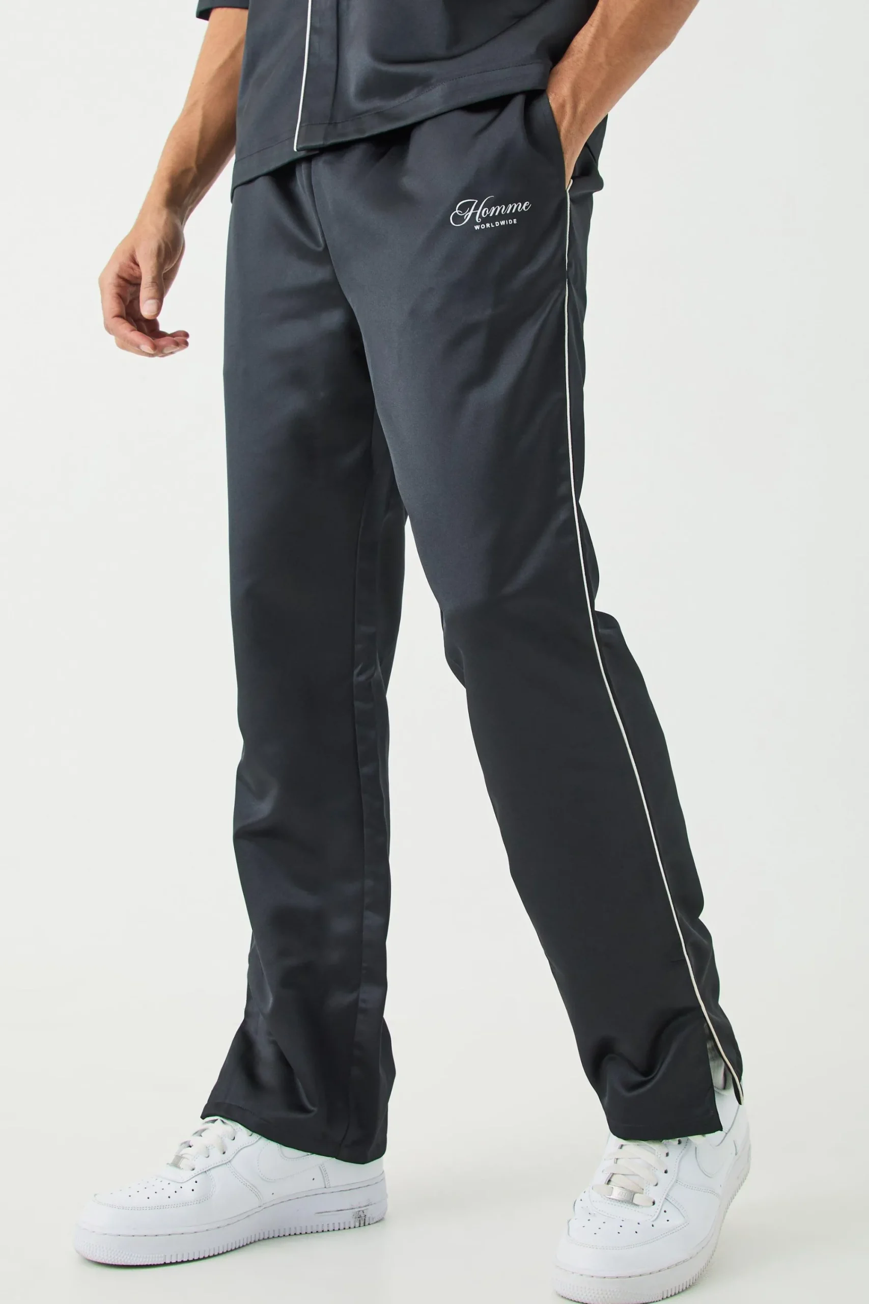 boohooMAN Core Split Hem Satin Trouser | UK| Trousers|Sets & Co-Ords