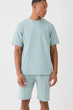 boohooMAN Core T-shirt & Short Interlock Set | UK| Sets & Co-Ords|Tracksuits