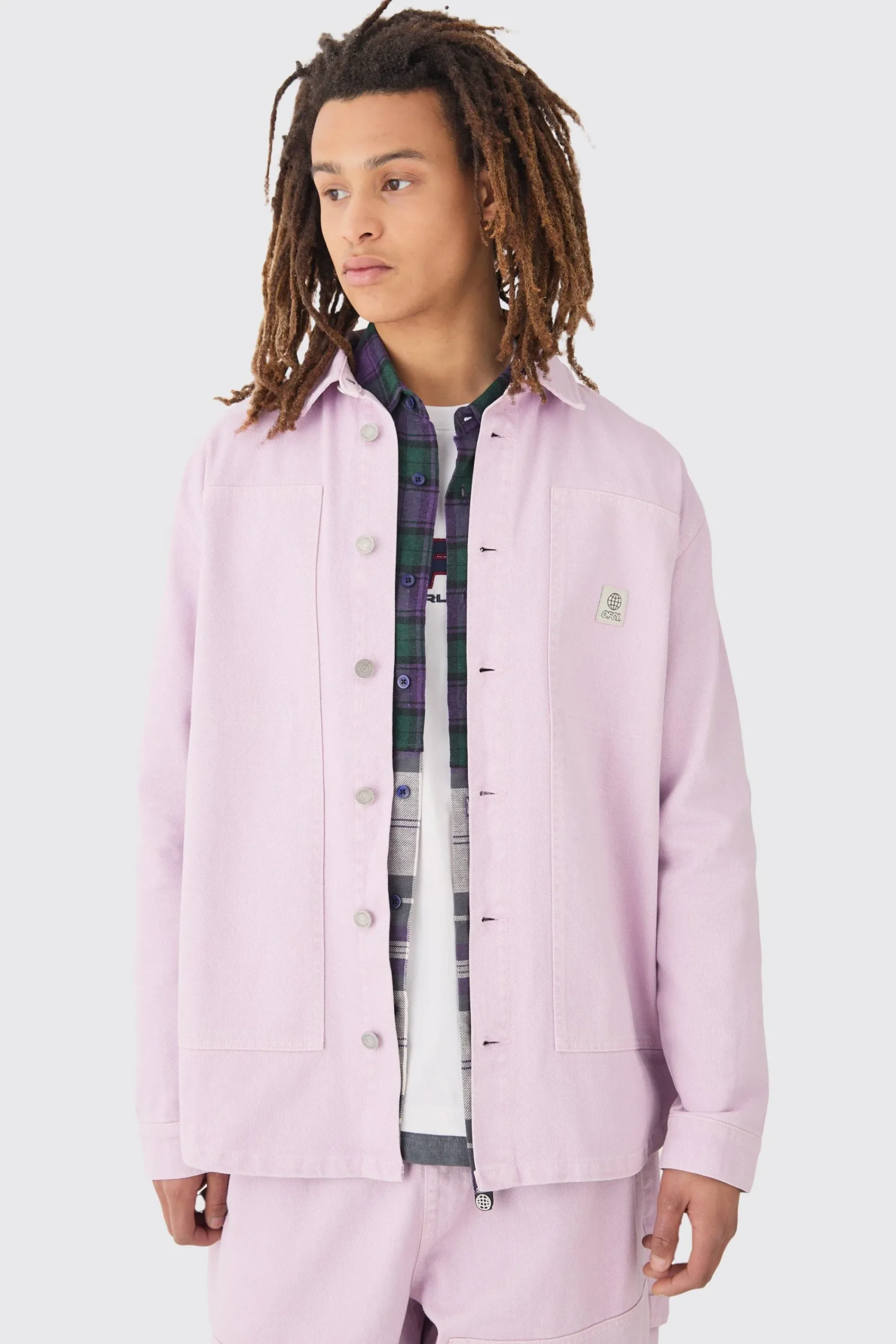 boohooMAN Crinkle Denim Overdyed Carpenter Detail Overshirt In | UK| Shirts