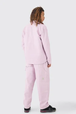 boohooMAN Crinkle Denim Overdyed Carpenter Detail Overshirt In | UK| Shirts